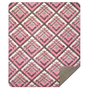 Pink & Grey Plaid Denali Blanket - Unique Linens Online