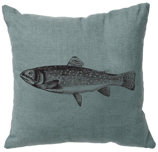 Trout Decorative Linen Pillow Wooded River - Unique Linens Online