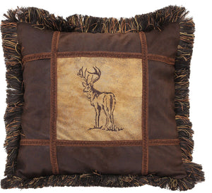 Embroidered Buck Autumn Trails Pillow Carstens - Unique Linens Online
