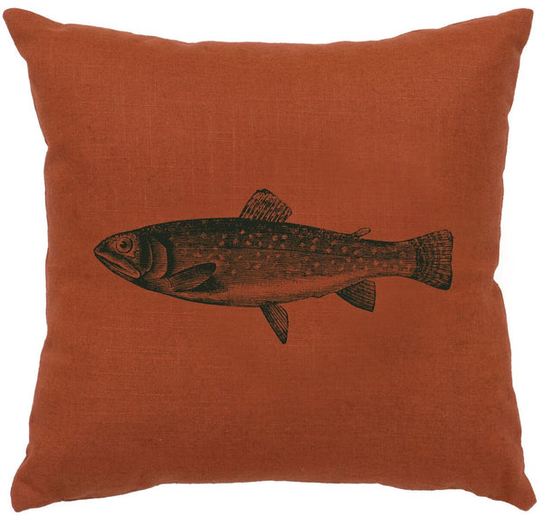 Trout Decorative Linen Pillow Wooded River - Unique Linens Online