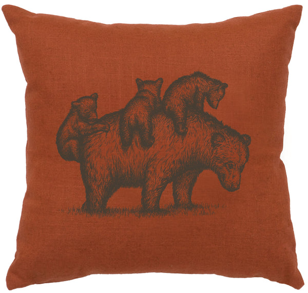 Mama Bear Decorative Linen Pillow Wooded River - Unique Linens Online