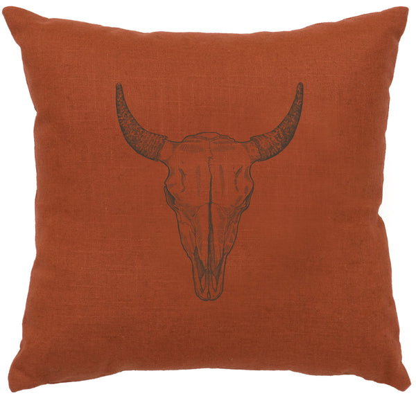 Bull Skull Decorative Linen Pillow Wooded River - Unique Linens Online