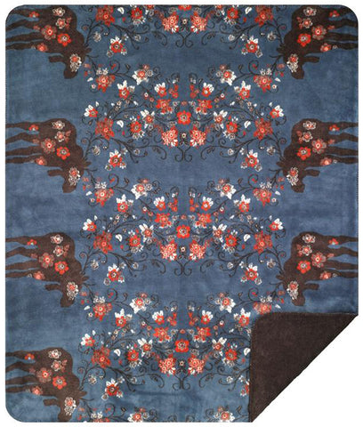 Moose Blossom Blue Denali Blanket - Unique Linens Online