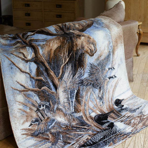 Moose-Sometimes I'm By Myself but I'm Never a Loon Denali Blanket - Unique Linens Online