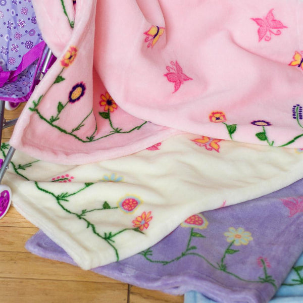 Whimsical Floral Pink Denali Baby Blanket - Unique Linens Online