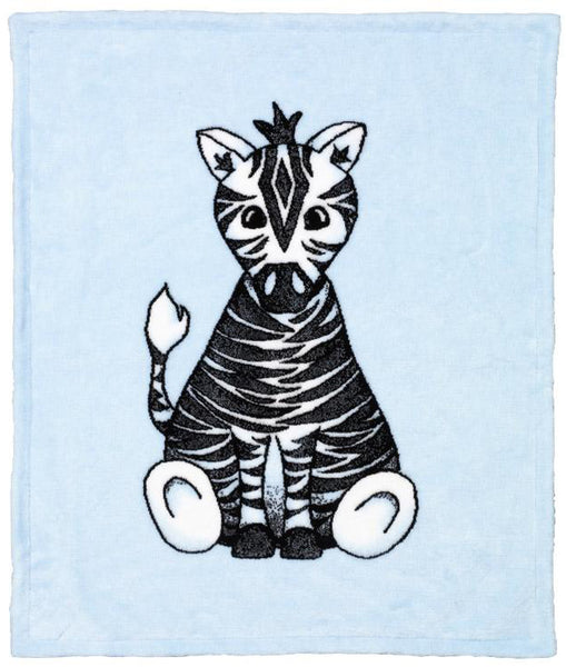 Baby Zebra Blue Denali Baby Blanket - Unique Linens Online