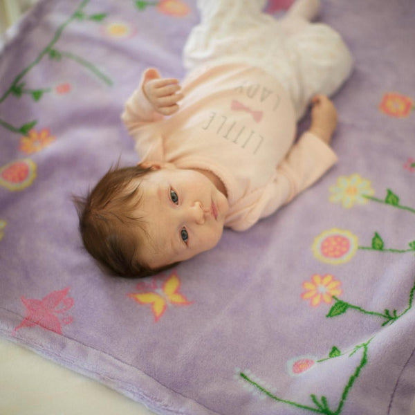 Whimsical Floral Purple Denali Baby Blanket - Unique Linens Online