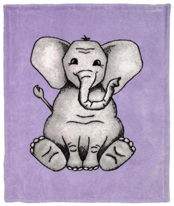 Baby Elephant Purple Denali Baby Blanket - Unique Linens Online