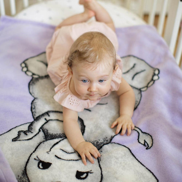 Baby Elephant Purple Denali Baby Blanket - Unique Linens Online