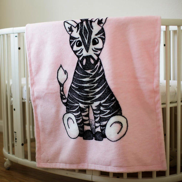 Baby Zebra Pink Denali Baby Blanket - Unique Linens Online
