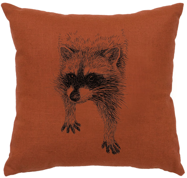 Racoon Decorative Linen Pillow Wooded River - Unique Linens Online