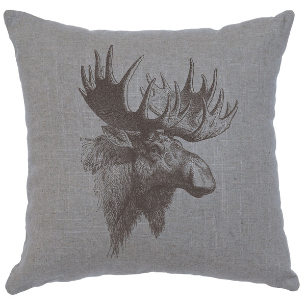 Linen Moose Profile Pillow Wooded River - Unique Linens Online