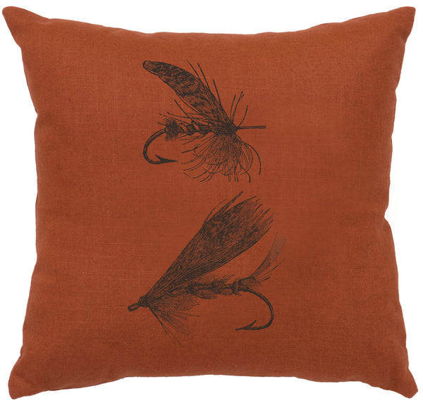 Flies Decorative Linen Pillow Wooded River - Unique Linens Online