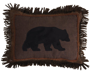 Black Bear Fringe Pillow Carstens - Unique Linens Online