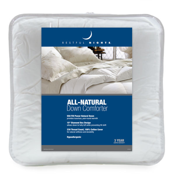 Restful Nights® All Natural Down Comforter - Unique Linens Online