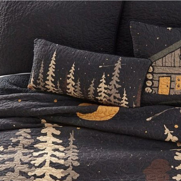 Moonlit Cabin Oblong Pillow - Unique Linens Online