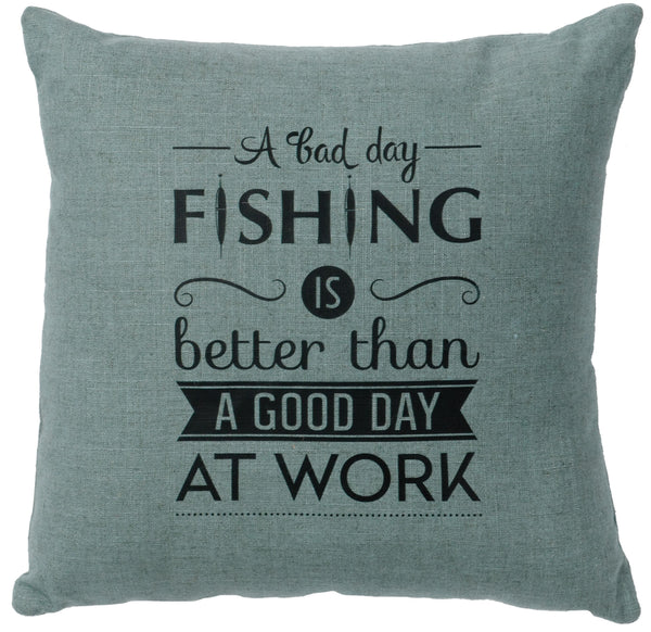 Fishing Day Decorative Linen Pillow Wooded River - Unique Linens Online