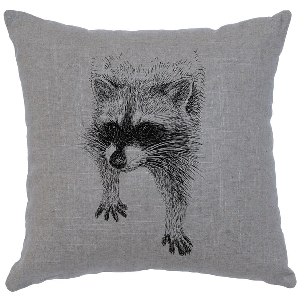 Racoon Decorative Linen Pillow Wooded River - Unique Linens Online