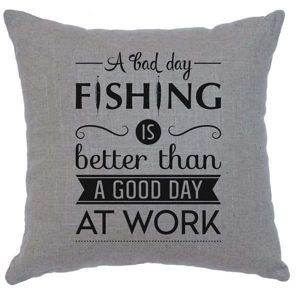 Fishing Day Decorative Linen Pillow Wooded River - Unique Linens Online