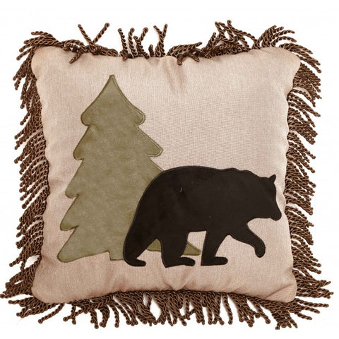 Tall Pine Bear and Tree Pillow Carstens - Unique Linens Online