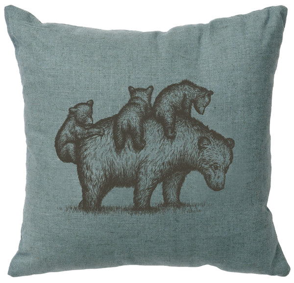 Mama Bear Decorative Linen Pillow Wooded River - Unique Linens Online