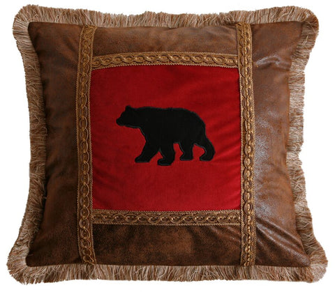 Adirondack Bear Applique Square Pillow Carstens - Unique Linens Online